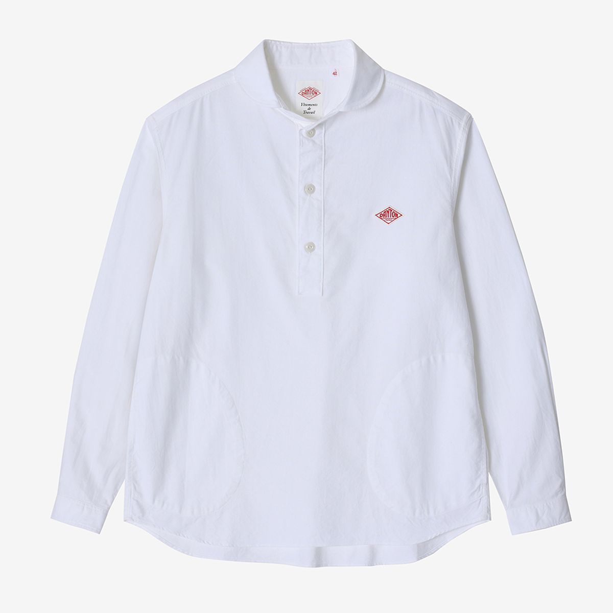 단톤(DANTON) 라운드 칼라 풀오버 셔츠 (WHT) ADTM2313568-WHT
