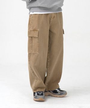 가먼트 다잉 카고 데님 팬츠 (BEIGE)
