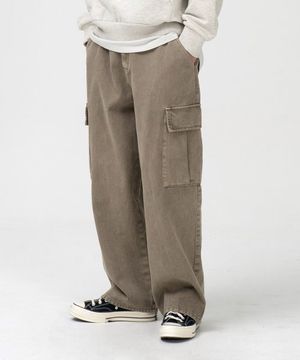 가먼트 다잉 카고 데님 팬츠 (GREIGE)