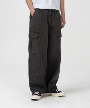가먼트 다잉 카고 데님 팬츠 (DEEP GREY)