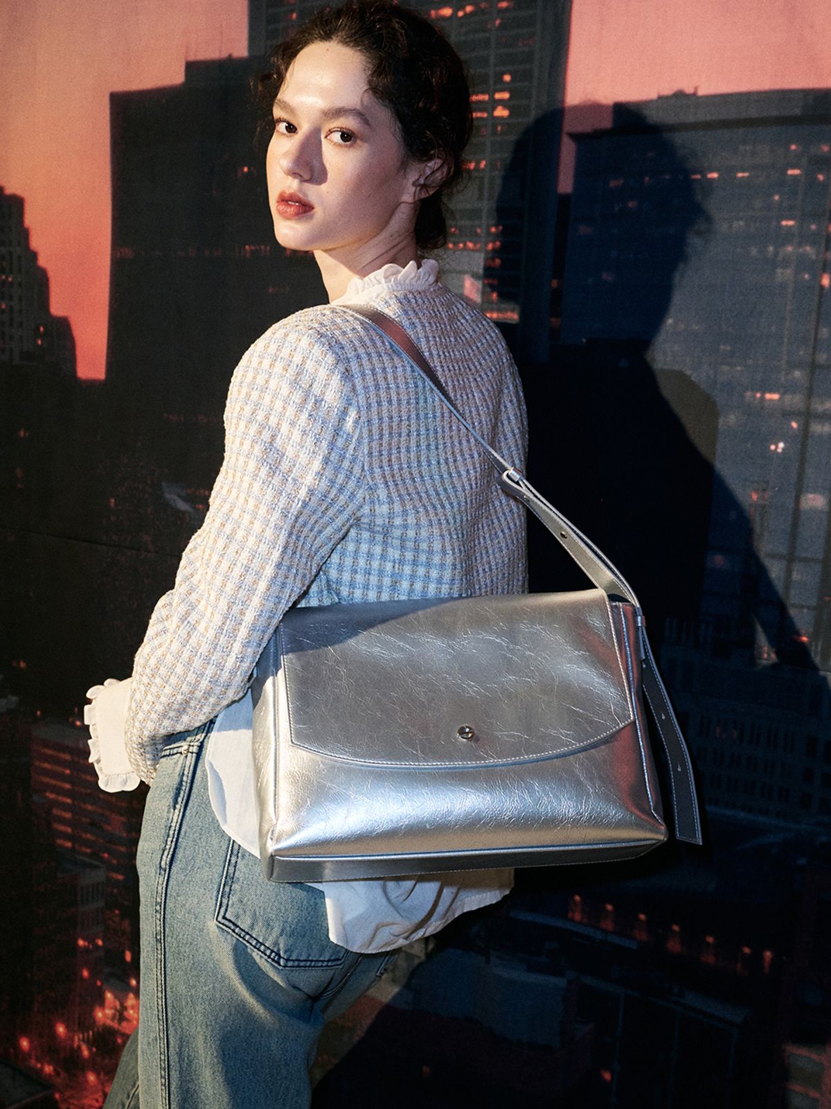 세미코드(SEMICODE) capture bag - crinkle silver