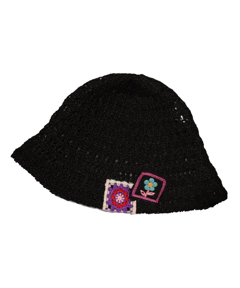 FLOWER NET BLACK BUCKET HAT