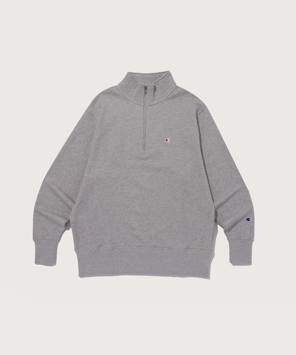 챔피온(CHAMPION) C로고 프렌치테리 하프 집업 스웨트셔츠 Normal Grey