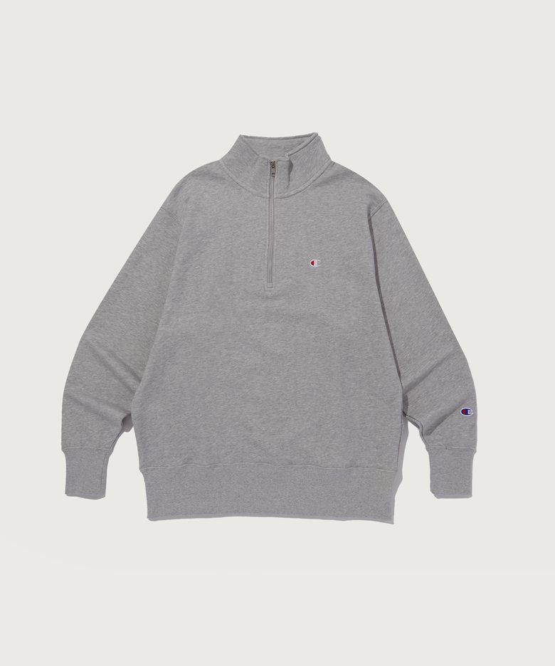C로고 프렌치테리 하프 집업 스웨트셔츠 Normal Grey