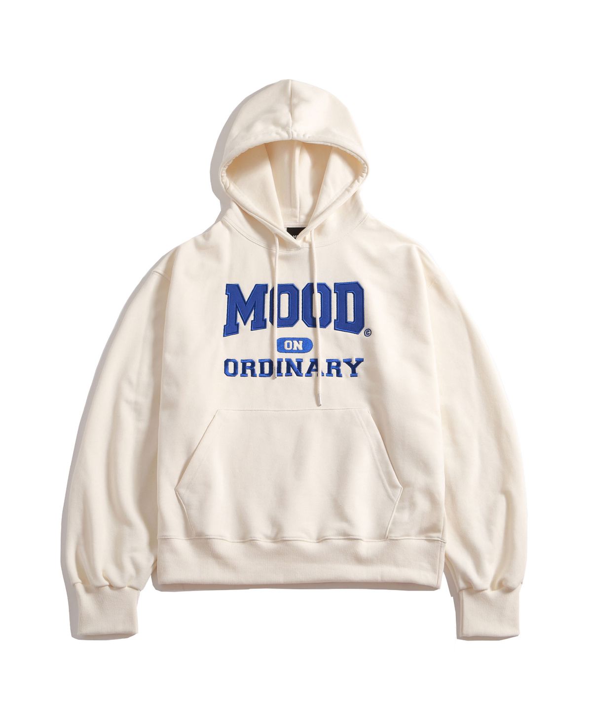엠오오(MOO) 벌룬오버 로고자수 후드 - 크림