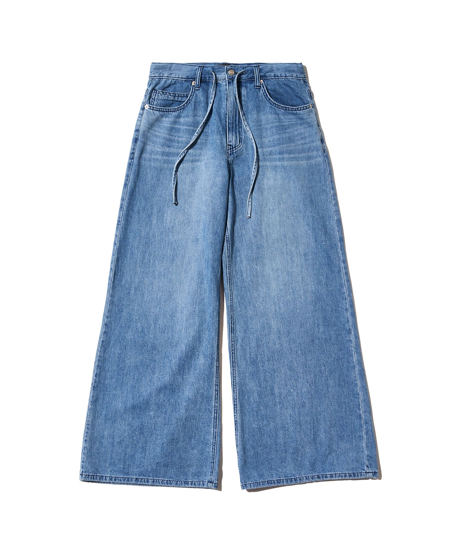 ☆韓国の人気☆【WOOALONG】☆String wide brush denim pant.s☆ MUSINSA | WOOALONG String wide brush denim pants - BLUE