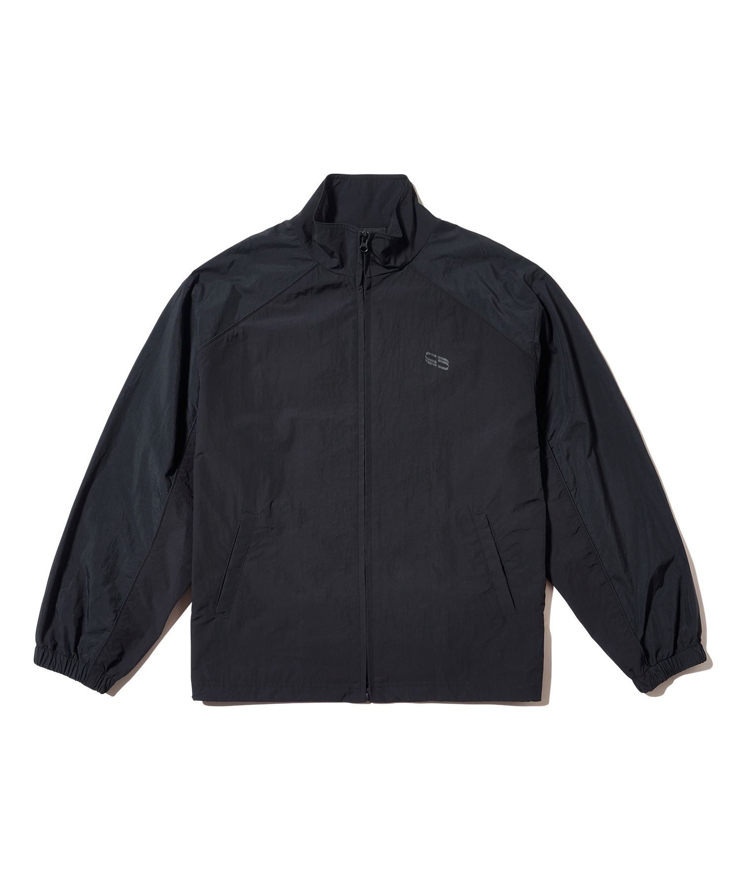MUSINSA公式 | WOOALONG Spin logo nylon colored wind breaker - BLACK