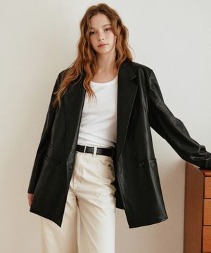 램스킨 베지터블 오버핏 자켓 [블랙]