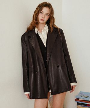램스킨 베지터블 오버핏 자켓 [브라운]