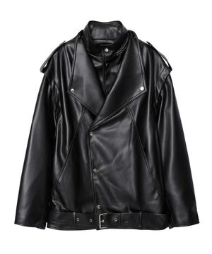 신세틱 레더 더블 칼라 베스트 자켓 [블랙]