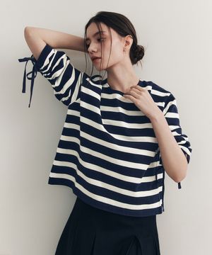 스트라이프 리본 티셔츠 / 스트라이프 네이비
