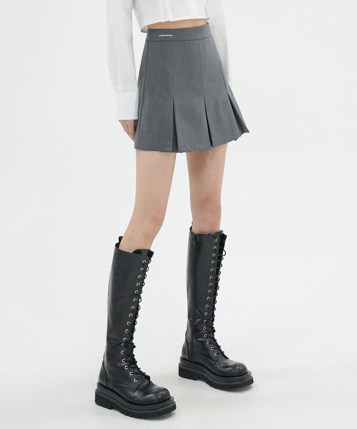 어반드레스(AVANDRESS) Stacey pleats Skirt CHARCOAL
