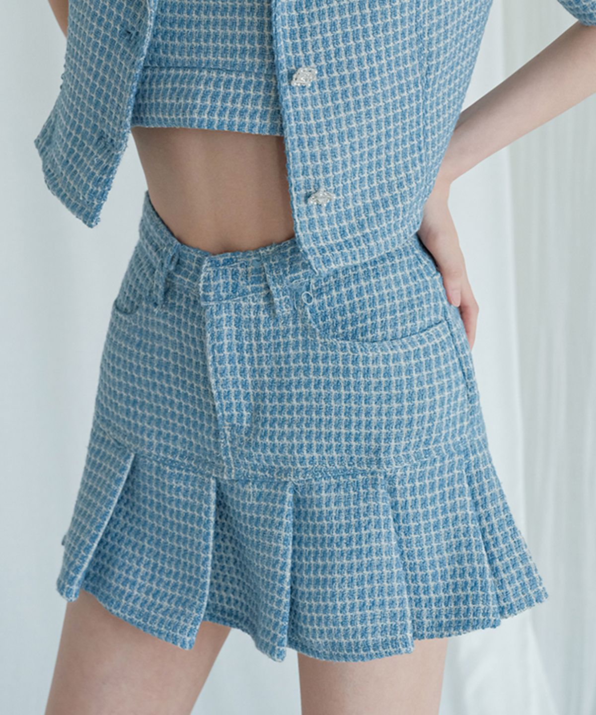 어반드레스(AVANDRESS) Blue Marine Tweed mini skirt
