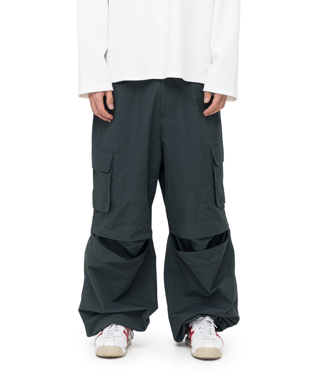 아캄(AAKAM) Knee Slit Cargo Pants (Green)