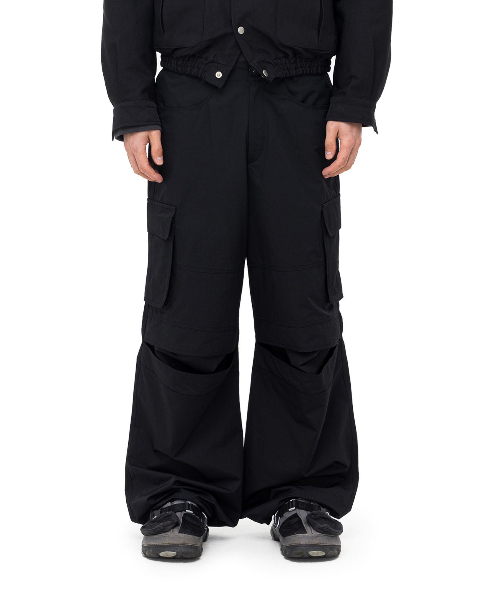◆AAKAM◆ Knee Slit Cargo Pants Green ZKCCNUK Men's Cargo Pants, Hiking Jogger, Casual Multiple