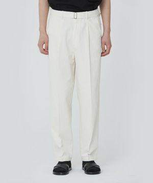 코튼 헤링본 테이퍼드 팬츠_아이보리