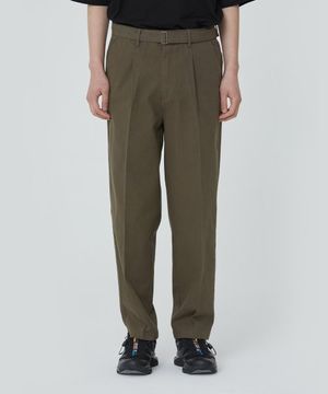 코튼 헤링본 테이퍼드 팬츠_카키
