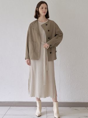 Washed Cotton Oversized Jacket - KHAKI