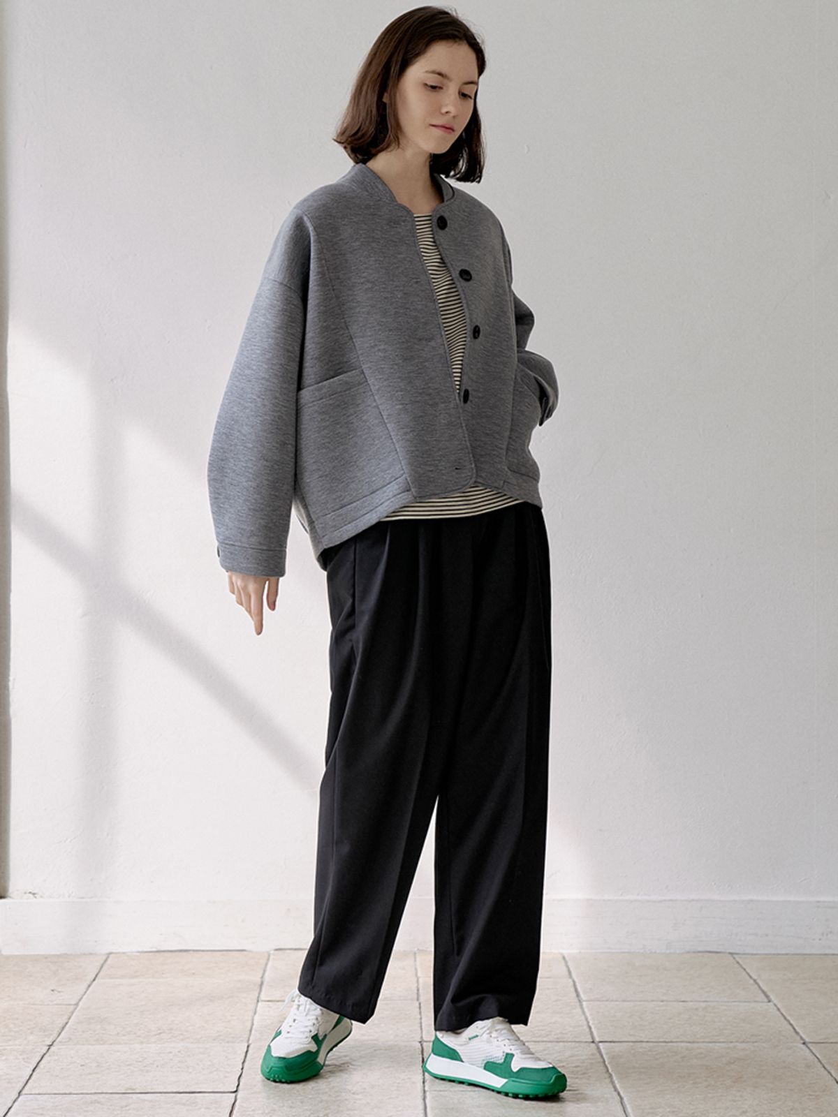 아방(AVANT-G) Neoplan Overfit Baseball Jumper - GREY