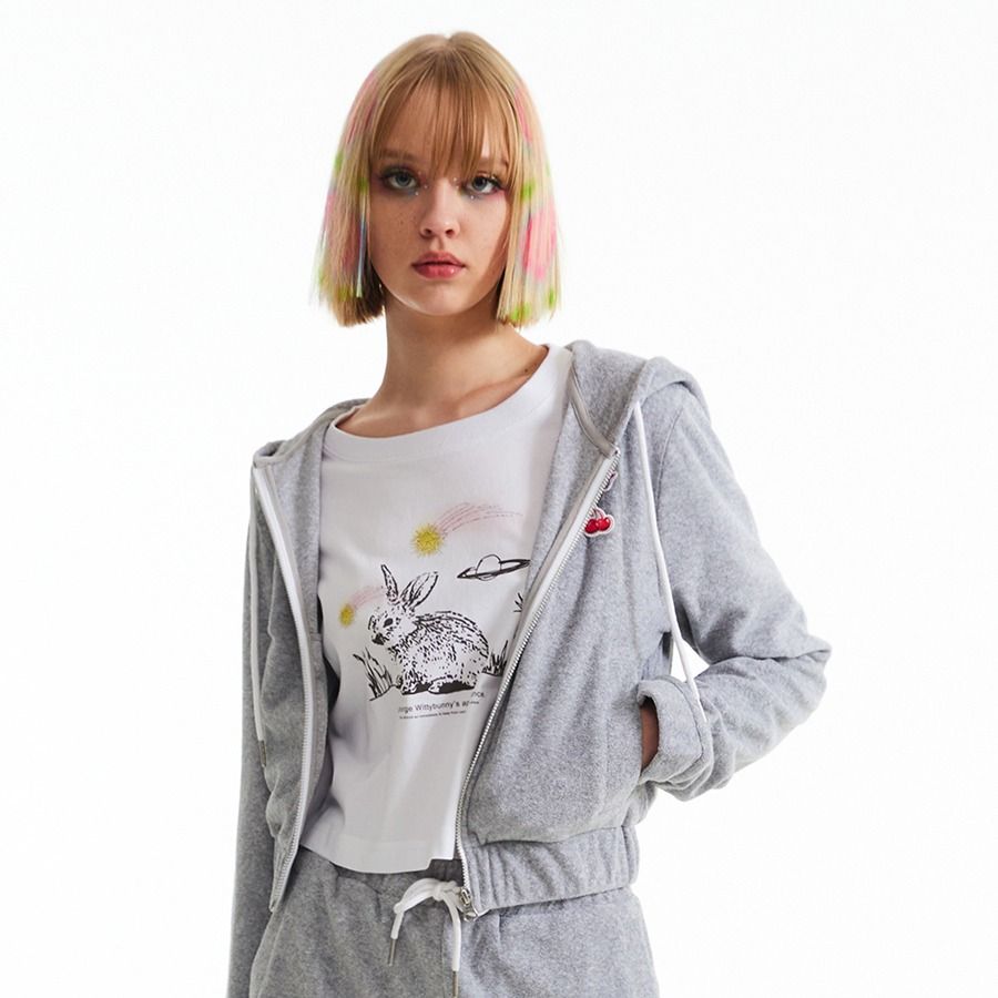 MUSINSA | KIRSH Cherry Cropped Terry Hooded Zip-up [Melange