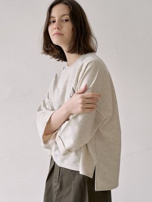 Turn-up Sleeve Logo T-shirt - IVORY