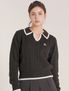 우먼즈 크롭 투톤 카라 니트 블랙(FCD1KT202W)