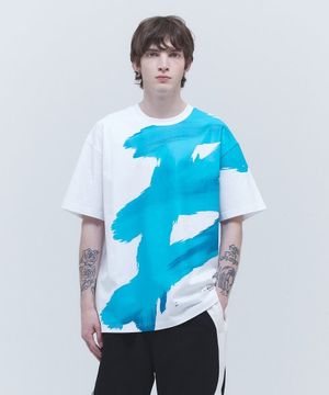 뉴 페인팅 오버핏 반팔 티셔츠(오프 화이트)