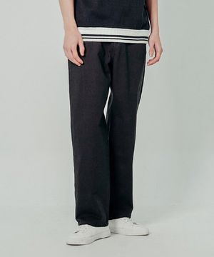 남성 면트윌 와이드핏 팬츠 (BLACK) (HZ3LP15_39)