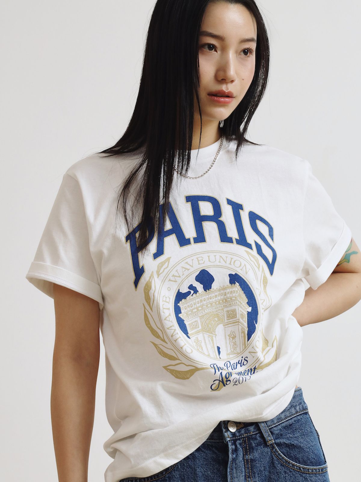 웨이브유니온(WAVE UNION) Paris T-shirt white