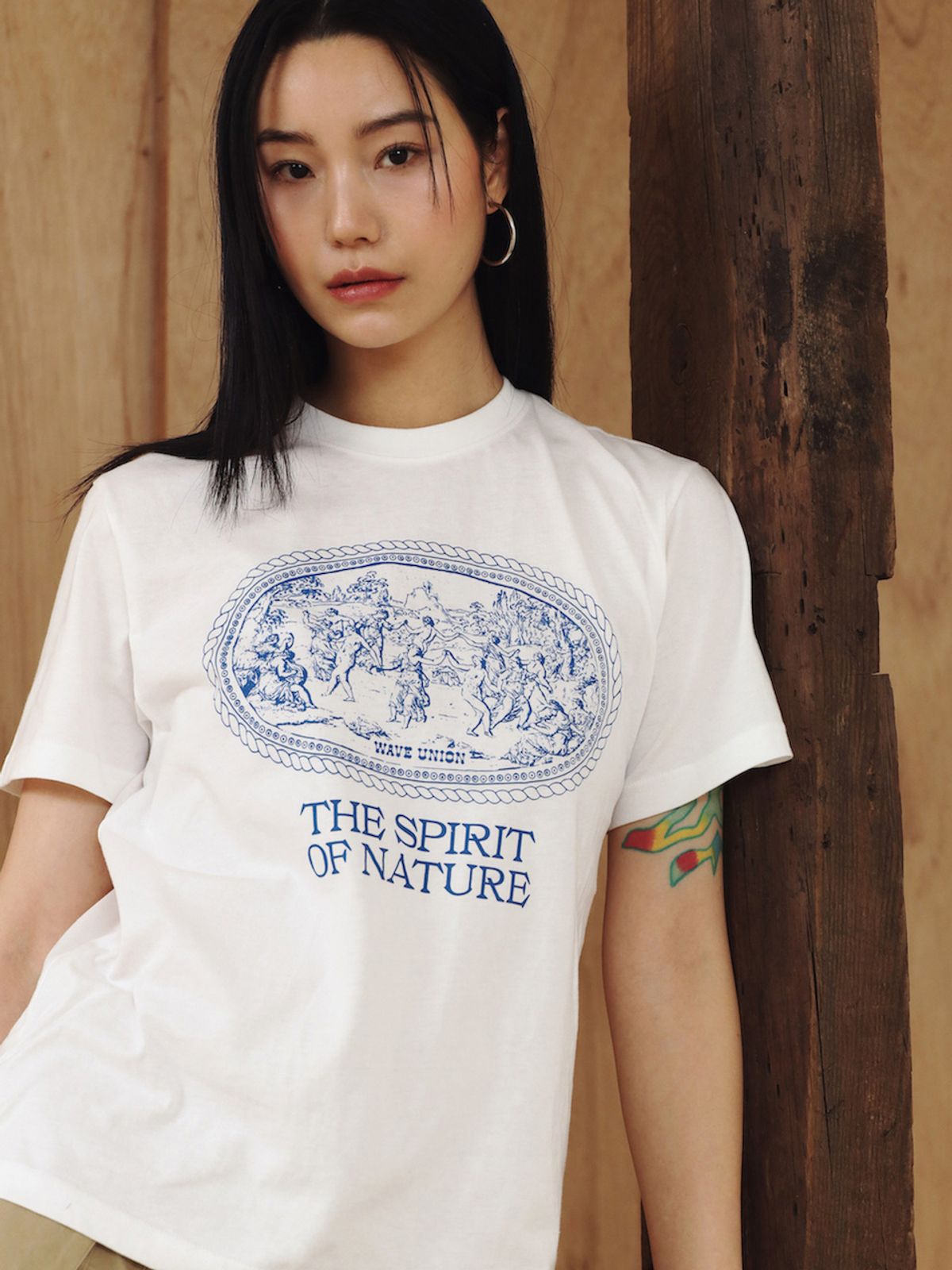 웨이브유니온(WAVE UNION) Nymphs T-shirt white blue