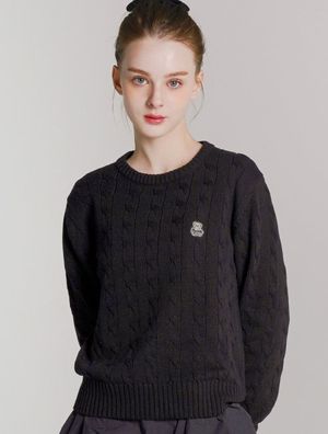 우먼즈 크루넥 케이블 니트 블랙(FCD1KT206W)