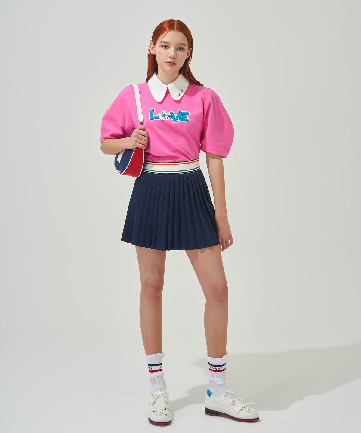 칸디니(KANDINI) 네이비 밴딩 플리츠 스커트