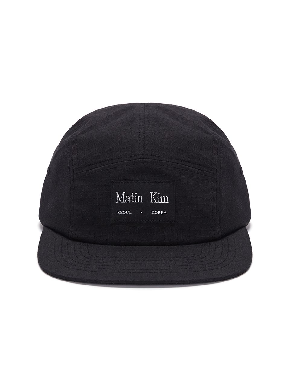 MUSINSA | MATIN KIM LOGO LABEL SOLID CAMP CAP IN BLACK