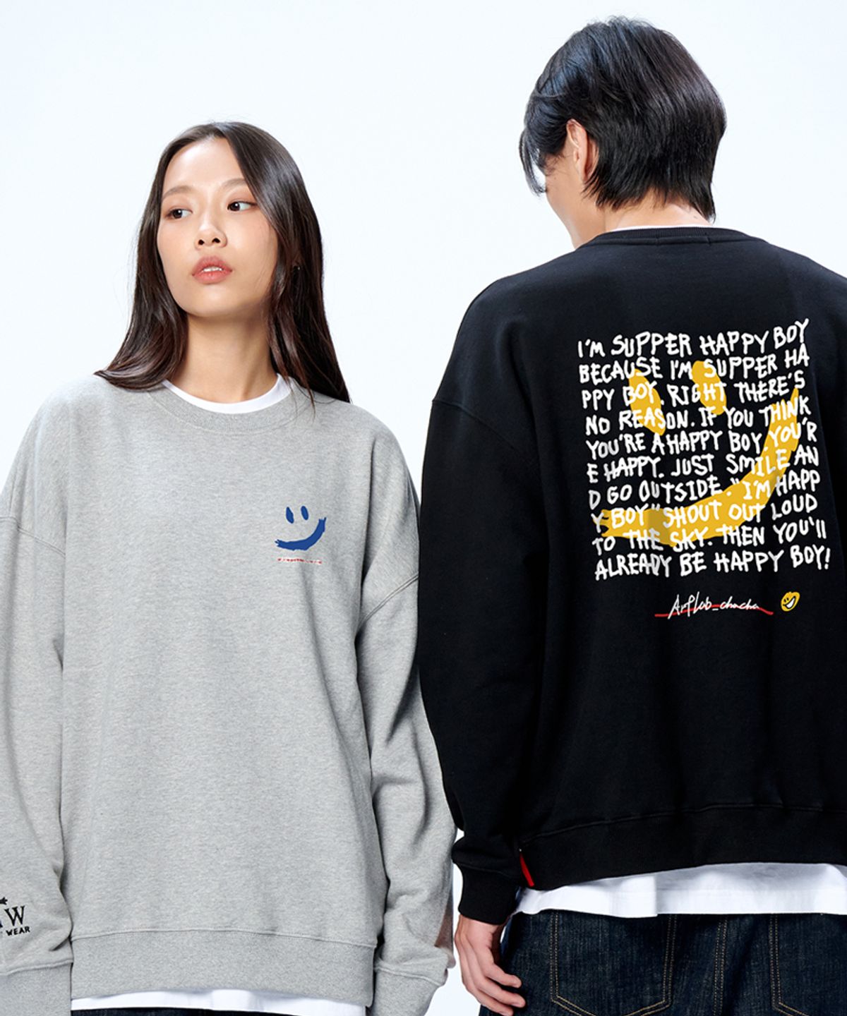 아티스트웨어(ARTISTWEAR) [ATW X 아트랩차차] 수퍼해피 맨투맨