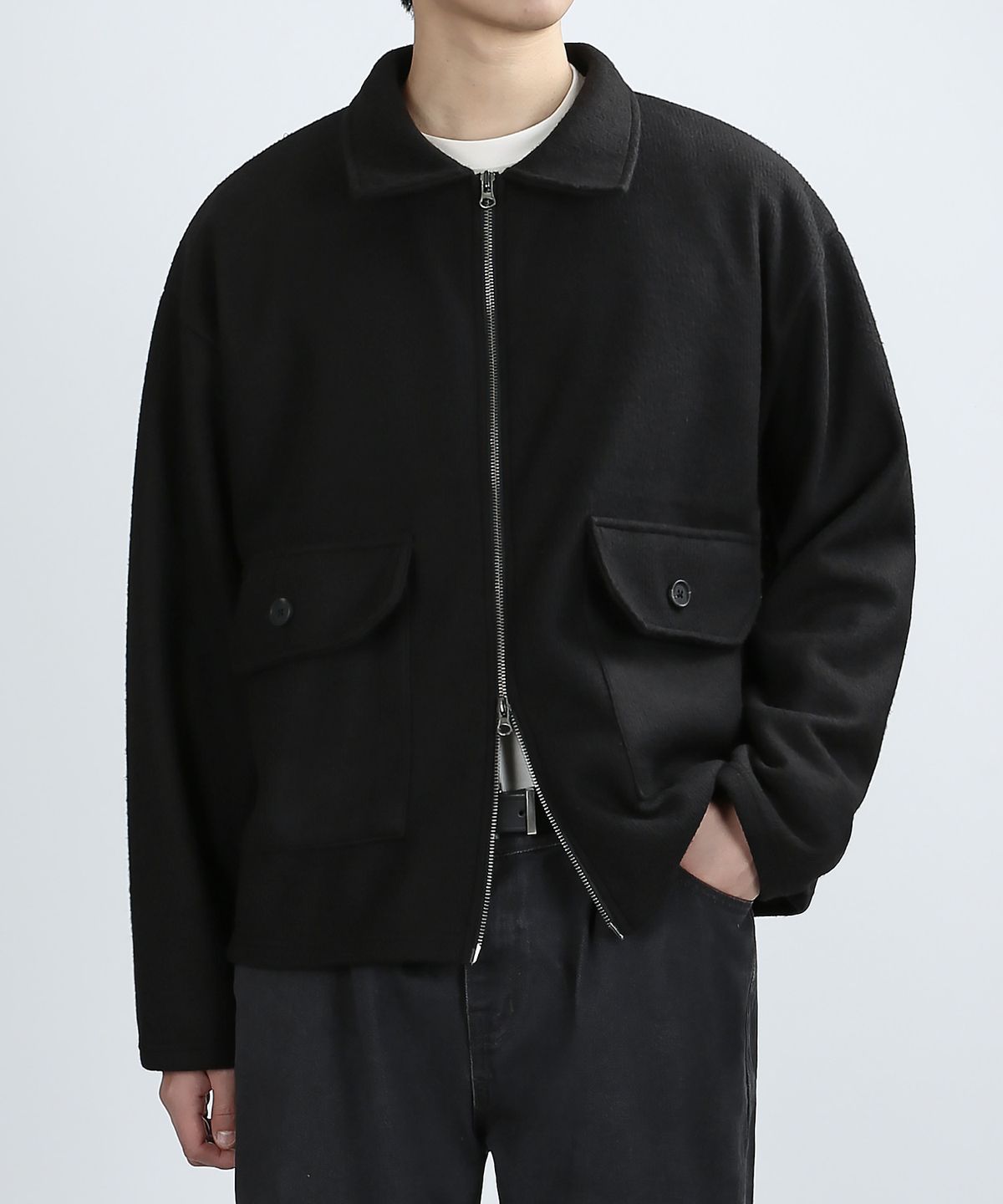 베리베인(VERYVAIN) 2WAY SPAN NAP BLOUSON (BLACK)