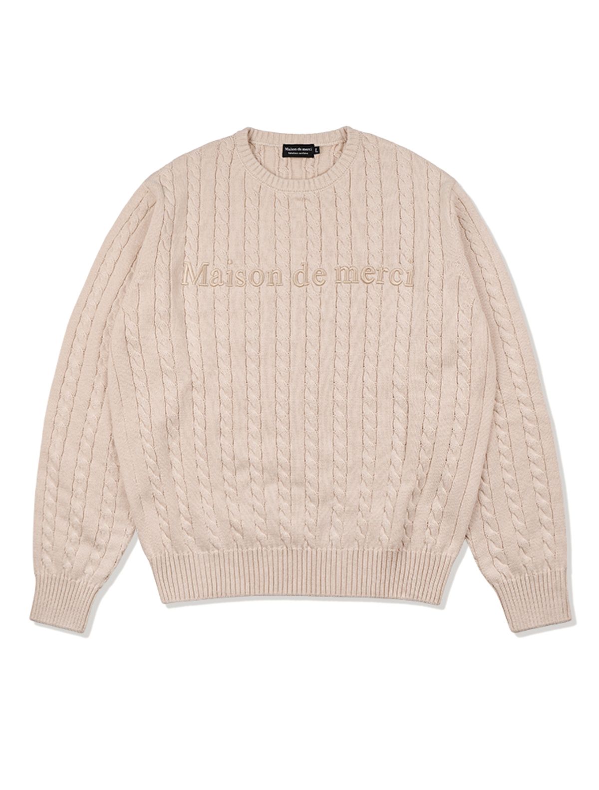 라 메종 스튜디오(LA MAISON STUDIO) UNISEX 크루넥 케이블 니트 베이지(FCD1KT207M)