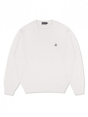 UNISEX 크루넥 미니 케이블 니트 화이트(FCD1KT211M)