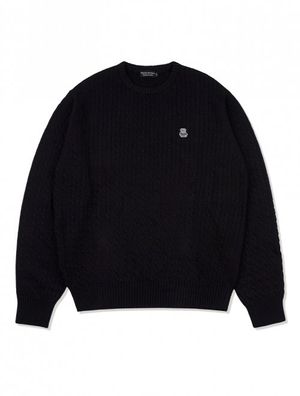 UNISEX 크루넥 미니 케이블 니트 블랙(FCD1KT211M)