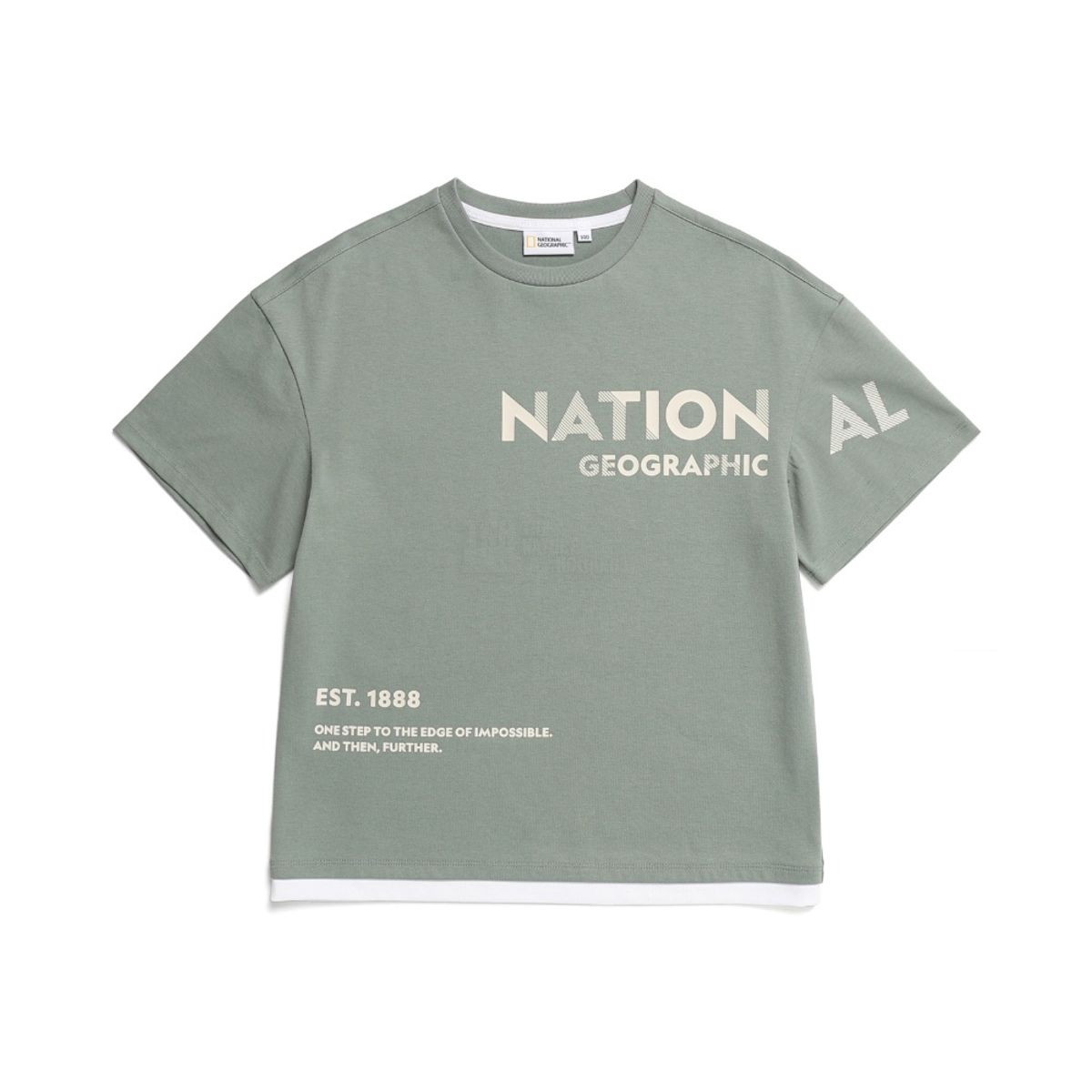 내셔널지오그래픽 키즈(NATIONAL GEOGRAPHIC KIDS) K232UTS830 그래픽 레이어드 반팔티셔츠 G/KHAKI