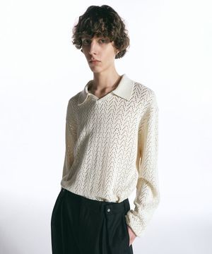 스카시 오픈 칼라 니트 CREAM