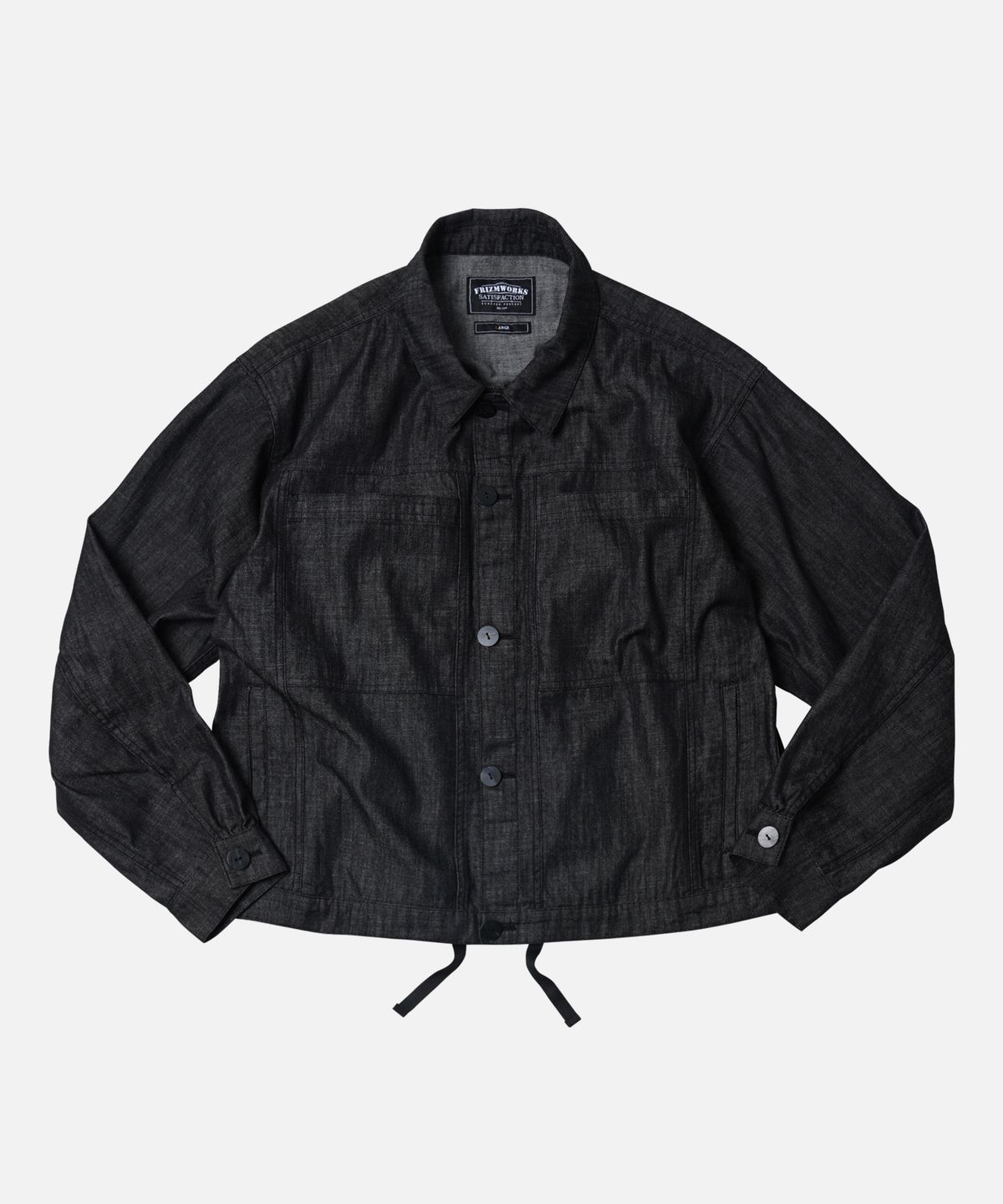프리즘웍스(FRIZMWORKS) SHIRRING TRUCKER JACKET _ BLACK