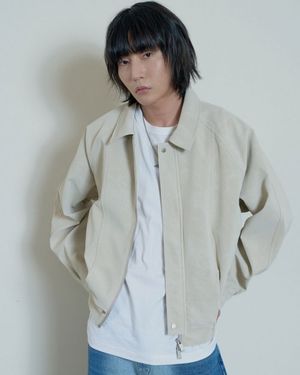 Twill Nubuck Leather Bomber (Ivory)