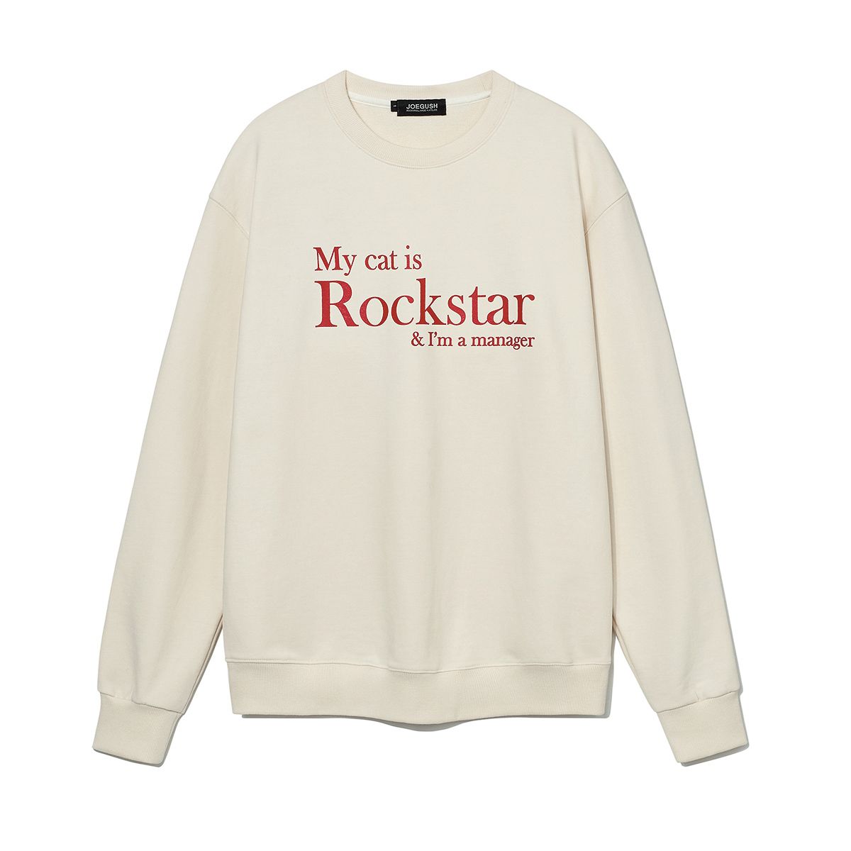 조거쉬(JOEGUSH) My cat is Rockstar Sweatshirts (Ivory/Red)