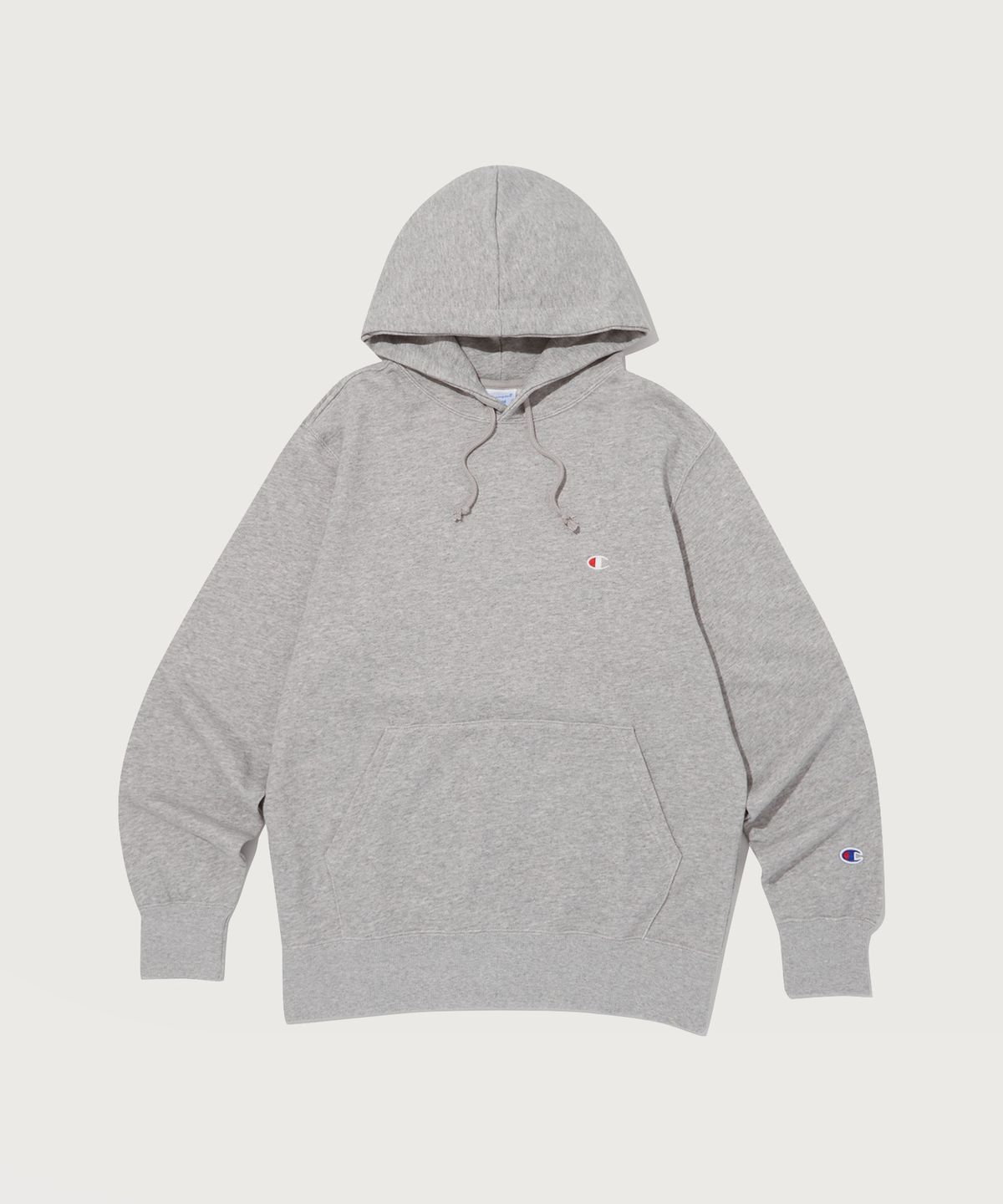 챔피온(CHAMPION) 베이직 C로고 후드 티셔츠 Normal Grey