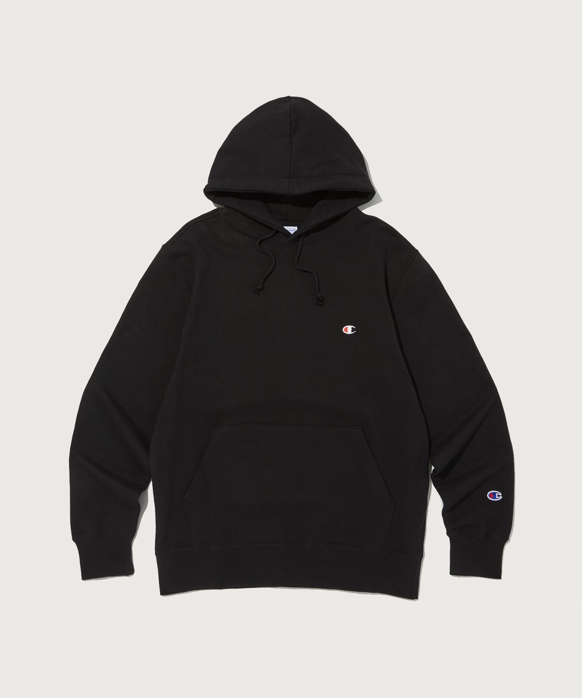 챔피온(CHAMPION) 베이직 C로고 후드 티셔츠 Black