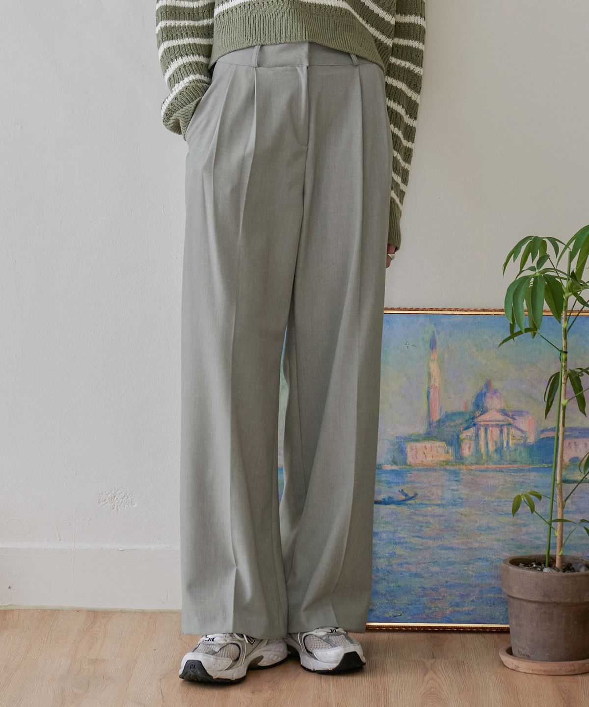 판도라핏(PANDORAFIT) Contact Pintuck Wide Slacks