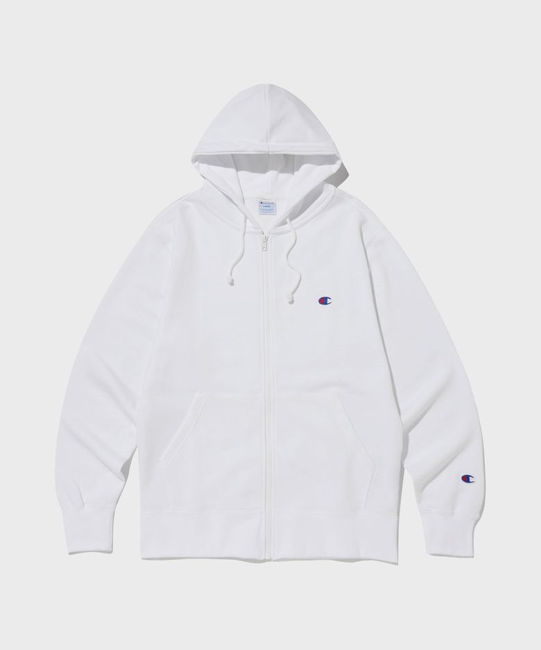 C로고 후드 집업 White