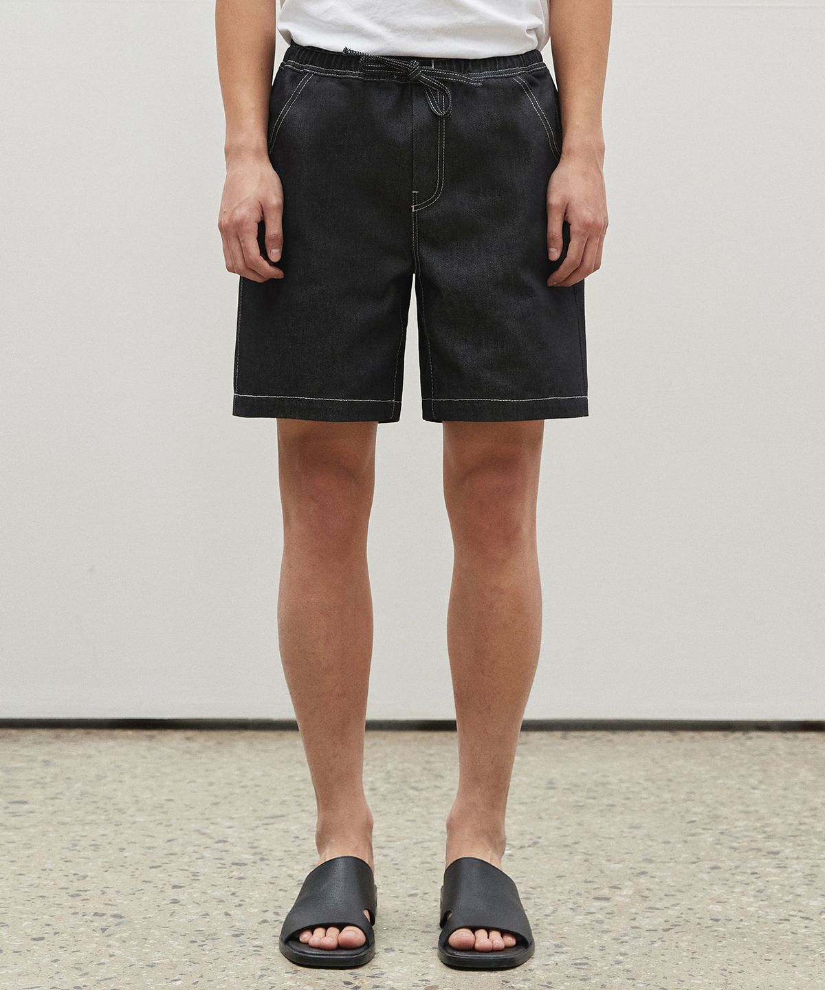 데케트(DECET) Comfortable Banding Denim Shorts DCPT026CPBlack