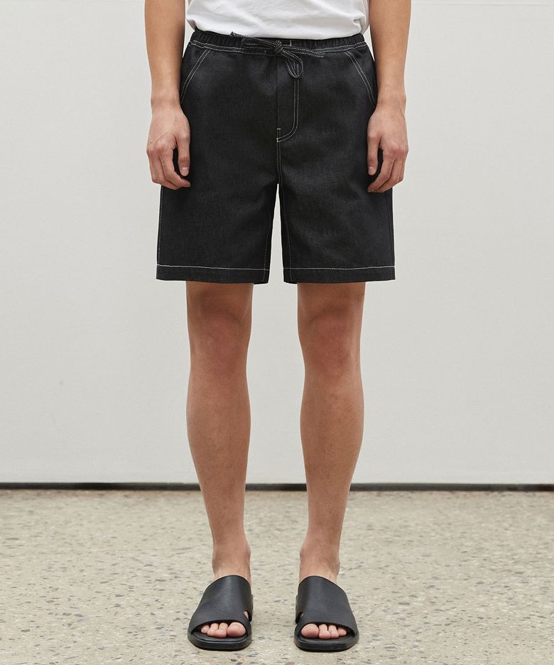 Comfortable Banding Denim Shorts DCPT026CPBlack