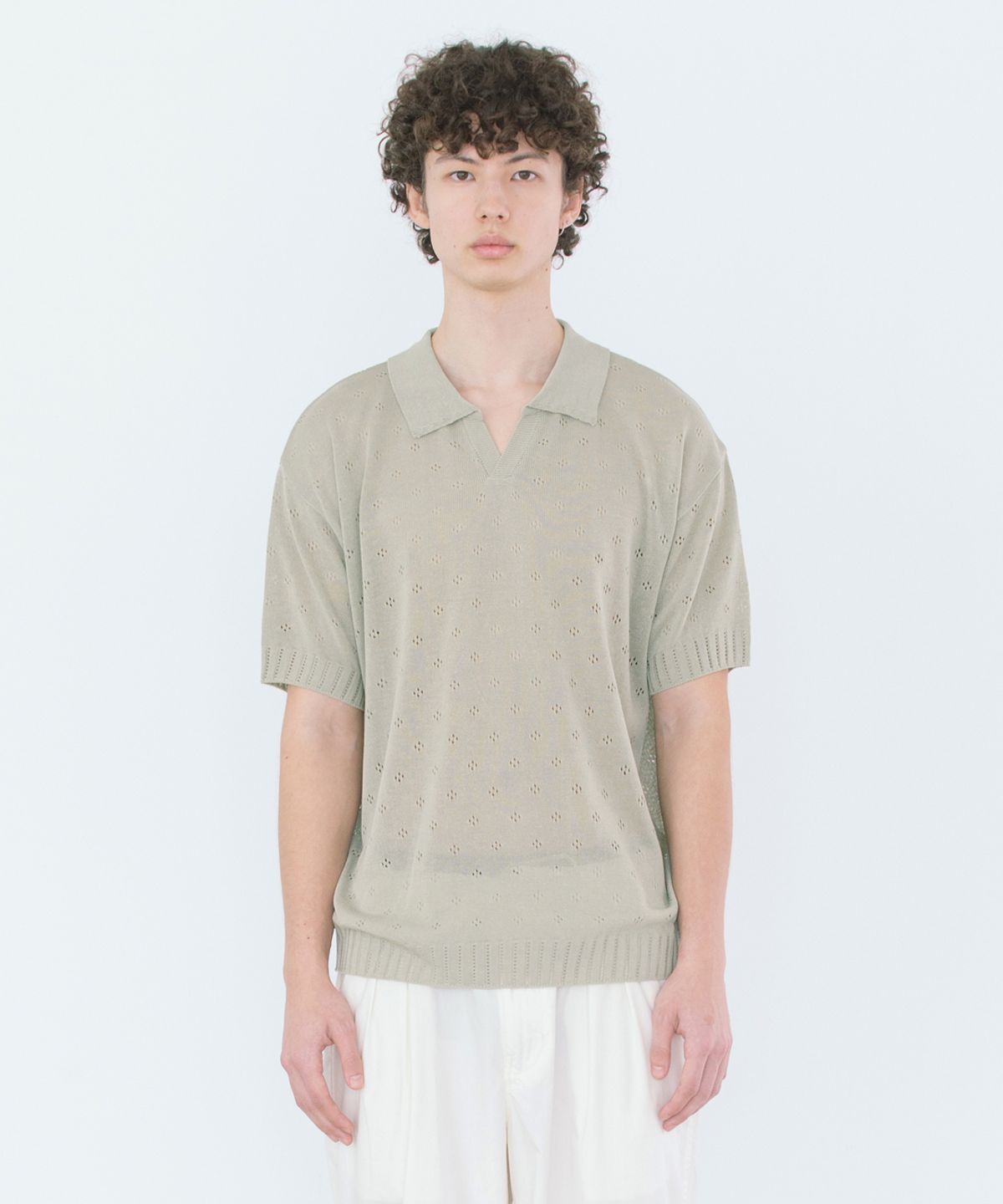 빅유니온(BIG UNION) PUNCHING HALF COLLAR KNIT / ASH MINT